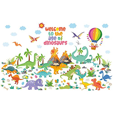 6 Pieces Colorful Dinosaur Wall Stickers Removable Dinosaur Decals Peel and Stick Dinosaur Decals for Kids Children Nursery Bedroom Living Room Wall Decor, 3.4 x 9 Inch