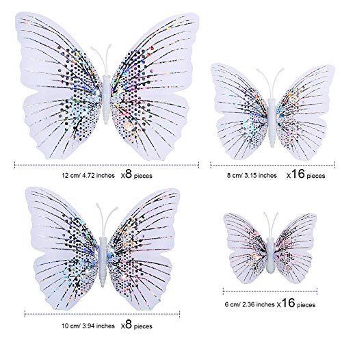 144 Pieces White 3D Butterfly Wall Stickers Decor Butterfly Decals