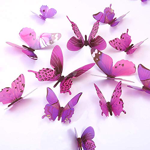 Butterfly Wall Decals, 24 Pcs 3D Butterfly Removable Mural Stickers Wa