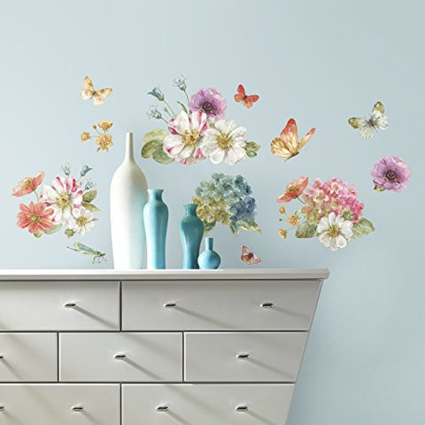 RoomMates RMK3262SCS Lisa Audit Garden Bouquet Peel And Stick Wall Decals ,Multi  Color