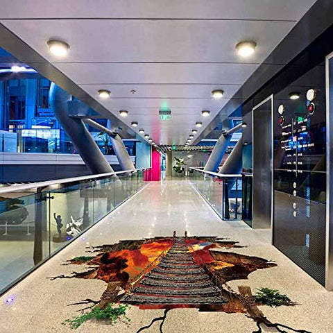 3D Floor/Wall Sticker,Cool Lava Bridge, Removable Mural Decals Vinyl Art Living Room Decors