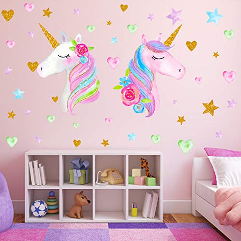  Glow in The Dark Unicorn Wall Decals Unicorn Wall Stickers for  Baby Girls Bedroom Blue Luminous Glow Unicorn Stars Ceiling Stickers for  Kids, Birthday Gift for Baby Boys Kids : Tools