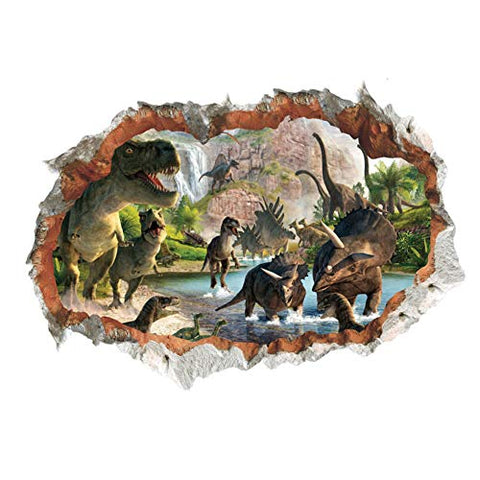 SOUL211 Dinosaurs Wall Stickers Dinosaur Wall Decor for Kids 3D Wall Decals Room or Bedroom, 40×60 cm, PVC, Removable (15.7 x 23.6 inches)