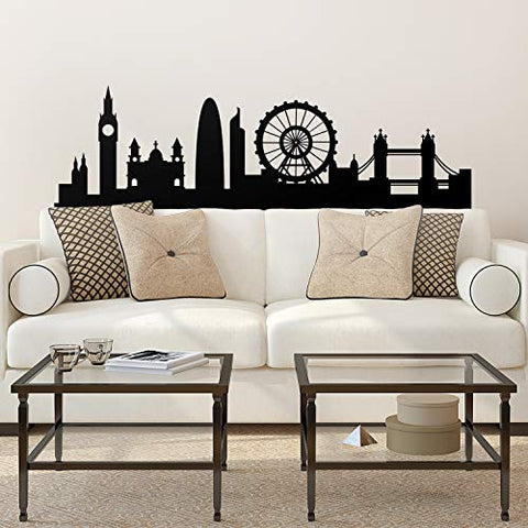 Vinyl Wall Art Decal - London Skyline - 20" x 66.5" - Unique Modern England British Europe UK City Home Bedroom Living Room Store Shop Mural Indoor Outdoor Silhouette Adhesive Decor