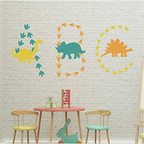 GULIGULI Dinosaur Wall Decal-Dinosaur Footprints Stickers-Vinyl Wall Art for Boys Girls Kids Bedroom Nursery Home Wall Decor