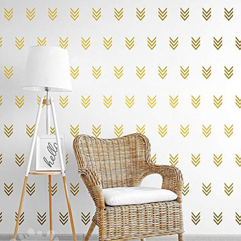 JUEKUI Set of 96 pcs Matte Gold Tribal Arrow Stickers Wall Decal Geometric Modern Triple Arrows Wall Stickers for Nursery Kids Bedroom Home Decoration Decor WS06 (Gold)
