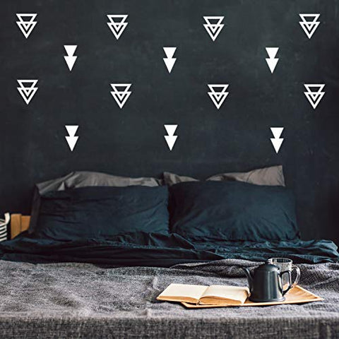 Set of 20 Vinyl Wall Art Decal - Triangle Patterns - 5" x 3" Each - Modern Urban Decor for Home Apartment Workplace Decor - Geometric Design for Living Room Bedroom Decals (White)