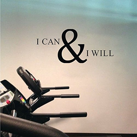 I CAN & I Will Wall Decal, Motivational Saying Positive Attitude Vinyl Wall Sticker for Classroom Bedroom Gym Room Decor,Inspiring Lettering Stickers Home Wall Decorations,Black