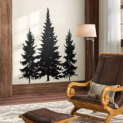 N.SunForest Pine Evergreen Trees Vinyl Wall Decal Home Decor