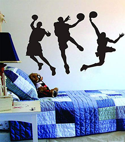 Amaonm 31.5" x 53.1" Removable DIY Vinyl Three Basketball Players Slam Dunk Silhouette Wall Decals Spoting Basketball Duck Layup Sporter Wall Sticker for Kids Room Boys Bedroom Classroom (Black)