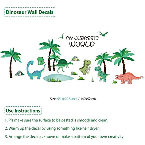 Chilfamy Dinosaur Wall Decals Home Decors, My Jurassic World Stickers Cute Dinosaur Wall Decors Gifts for Boys Girls Bedroom, Nursery, Living Room, Baby Playroom Art Decorations