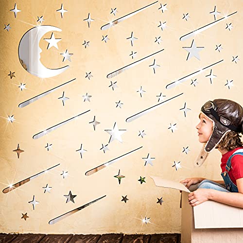 Flower Moon Acrylic Mirror Wall Stickers Mural Art Wall Decal Living Room  Decor