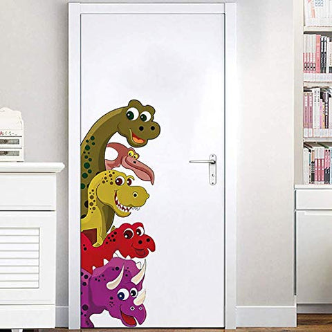 Dinosaurs Behind The Door Decals Dinosaur Wall Decals Cute Dinosaur Wall Stickers Dinosaurs Theme Gifts for Kids Room Decor Home Decor