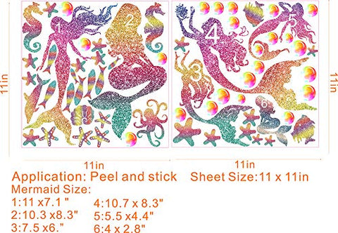 Mermaid Wall Decals Girls Bedroom Decor Mermaid Party Supplies Peel and Stick Decals
