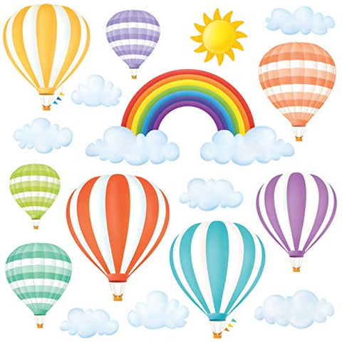 DECOWALL DWT-1801 Rainbow and Hot Air Balloons Kids Wall Stickers Wall Decals Peel and Stick Removable Wall Stickers for Kids Nursery Bedroom Living Room décor
