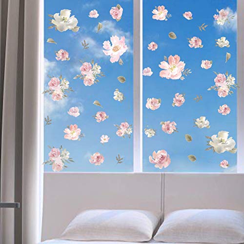 Watercolor Pink Flowers Wall Decal, DIY Blooming Peony Rose Wall Sticker Floral Flowers Leaves Wall Art for Girls Bedroom Living Room Wedding Party Decoration(47 Decals Watercolor Pink Flowers Wall Decal, DIY Blooming Peony Rose Wall Sticker Floral Flowers Leaves Wall Art for Girls Bedroom Living Room Wedding Party Decoration(47 Decals