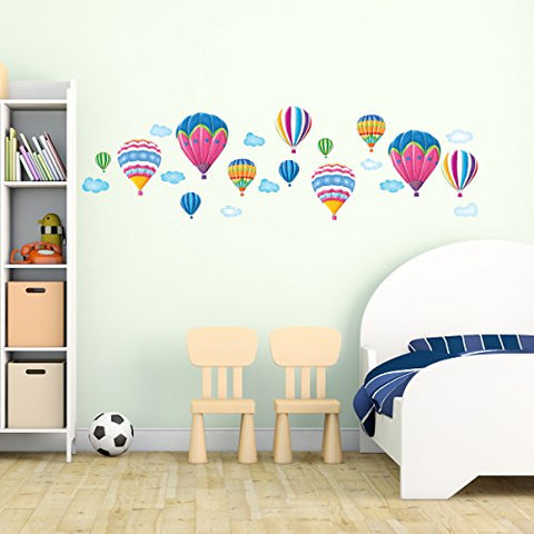 DECOWALL DW-1301AC-2 12 Hot Air Balloons in the Sky Kids Wall Stickers Wall Decals Peel and Stick Removable Wall Stickers for Kids Nursery Bedroom Living Room décor