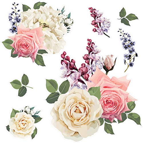 SylkyClover Flower Wall Decals - Rose Flower Decals for Wall, Peel and ...