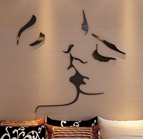3D Kiss Wall Murals for Living Room Bedroom Sofa Backdrop Tv Wall Background, Originality Stickers Gift, DIY Wall Decal Wall Decor Wall Decorations