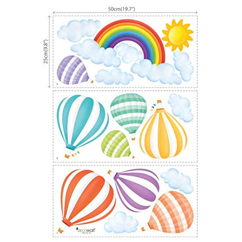 DECOWALL DWT-1801 Rainbow and Hot Air Balloons Kids Wall Stickers Wall Decals Peel and Stick Removable Wall Stickers for Kids Nursery Bedroom Living Room décor