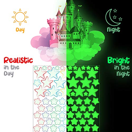 Glow In The Dark Stars And Unicorn Wall Decals, Glowing Castle Moon And  Rainbow Stickers, 174 Pcs Luminous Ceiling Decor For Kids Bedroom, Great  Wall