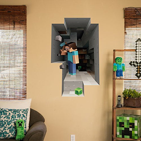 JINX Minecraft Wall Cling Decal Set (Minecart, Steve)