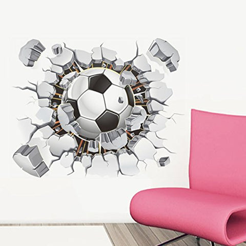 Broken 3D Soccer Ball Football Decorative Peel Vinyl Wall Stickers Wall Decals
