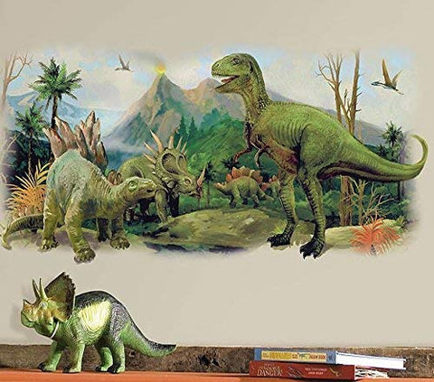 RoomMates Dinosaurs Giant Scene Peel And Stick Wall Graphic
