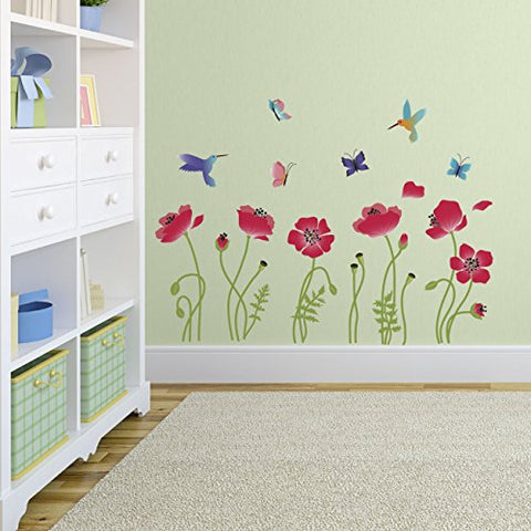 Radiant Poppies Decorative Peel & Stick Wall Art Sticker Decals