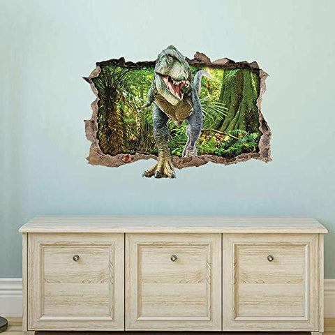 ufengke Dinosaur Forest Wall Stickers 3D Smashed Wall Decals Art Decor for Boys Kids Bedroom Nursery DIY