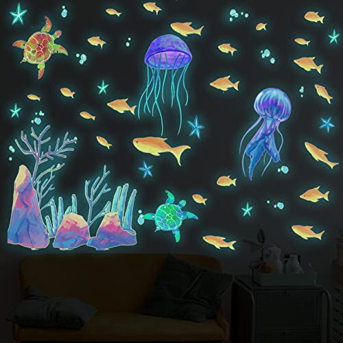 Amaonm Removable Glow in The Dark Ocean Animals Wall Sticker