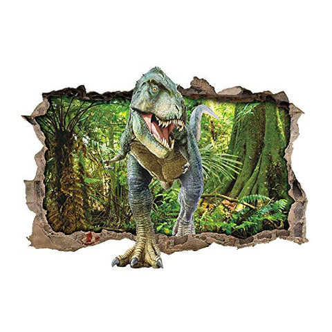 ufengke Dinosaur Forest Wall Stickers 3D Smashed Wall Decals Art Decor for Boys Kids Bedroom Nursery DIY