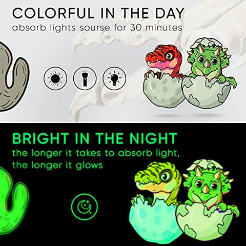 Dinosaur Wall Decals for Kids Room Glow in The Dark Stickers, Large Removable Footprints Vinyl Décor for Bedroom, Living Room, Classroom Bathroom- Cool Light Art Gift for Girls Boys Toddlers (BABY DINO)