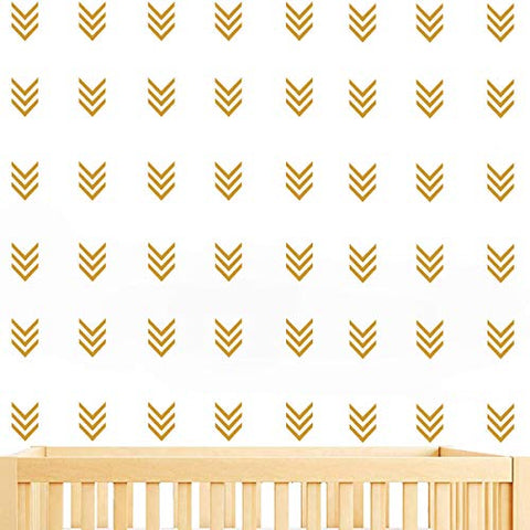 JUEKUI Set of 96 pcs Matte Gold Tribal Arrow Stickers Wall Decal Geometric Modern Triple Arrows Wall Stickers for Nursery Kids Bedroom Home Decoration Decor WS06 (Gold)