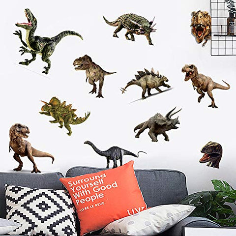 Dinosaur Wall Stickers, Peel & Stick Removable Wall Art Sticker Decals for Kids Bedroom Nursery Playroom,Multicolor