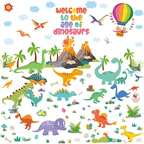 6 Pieces Colorful Dinosaur Wall Stickers Removable Dinosaur Decals Peel and Stick Dinosaur Decals for Kids Children Nursery Bedroom Living Room Wall Decor, 3.4 x 9 Inch