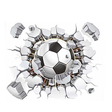 Broken 3D Soccer Ball Football Decorative Peel Vinyl Wall Stickers Wall Decals