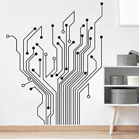 Matius Circuit Tree Ver 2.0 Geek Wall Decal Baby Nursery Kids Room Geekery Computer Science Circuit Board Wall Sticker Bedroom Vinyl