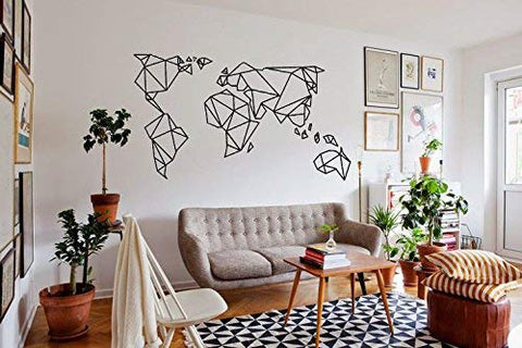 Home Find Black 29 inches x 16 inches Geometric Designs World Map Removable Art Murals Vinyl DIY Wall Decals Decor