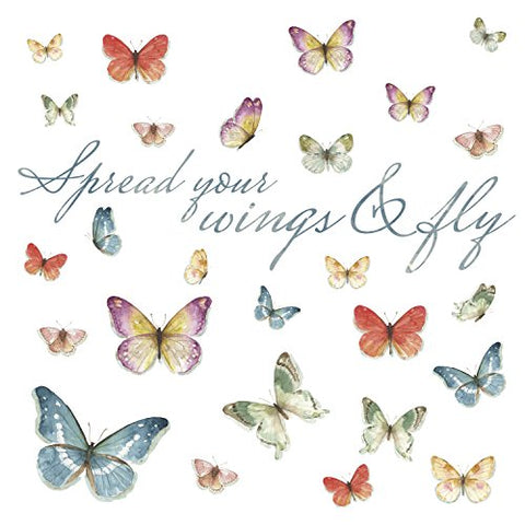 Spread Your Wings & Fly, Lisa Audit Butterfly Quote Peel And Stick Wall Decals, Multicolor