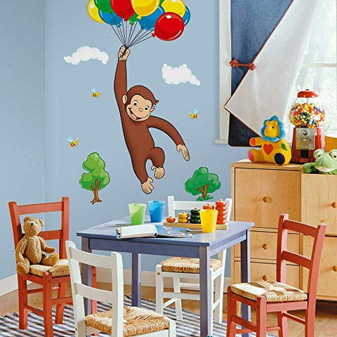 RoomMates Curious George Peel and Stick Giant Wall Decal - RMK1082GM,Multi