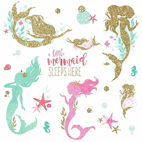 RoomMates Mermaid Peel And Stick Wall Decals With Glitter - RMK3562SCS,Multicolor
