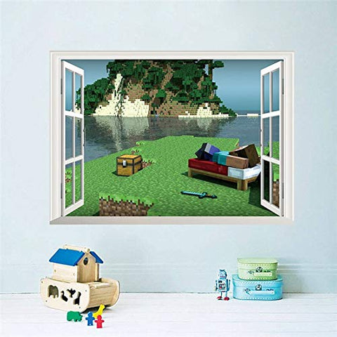 TTJ72K Cartoon Minecraft Wall Stickers for Kids Rooms Mural Poster Home Decor Wall Decals Poster-MC003S-