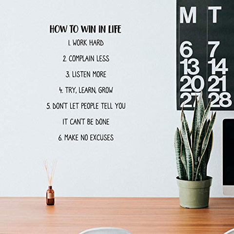 How to Win in Life - 25" x 17" - Modern Motivational Entrepreneurship Quote for Home Bedroom Living Room Office Workplace Classroom School Decoration Sticker