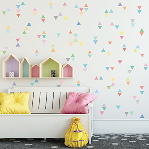 Triangle Decals 96 Pastel Sorbet Colors Triangles Decals, Geometric Triangle Wall Stickers, Fabric, Repositionable