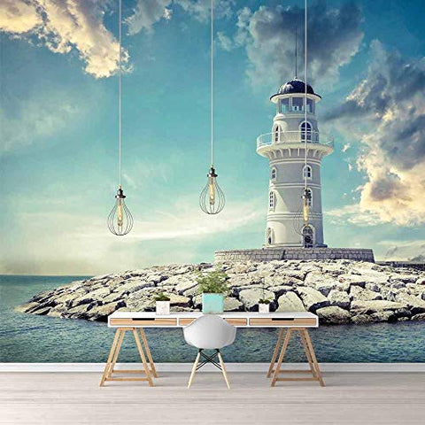 SIGNFORD Wall Mural The Seaside Lighthouse Removable Wallpaper Wall Sticker for Bedroom Living Room - 66x96 inches