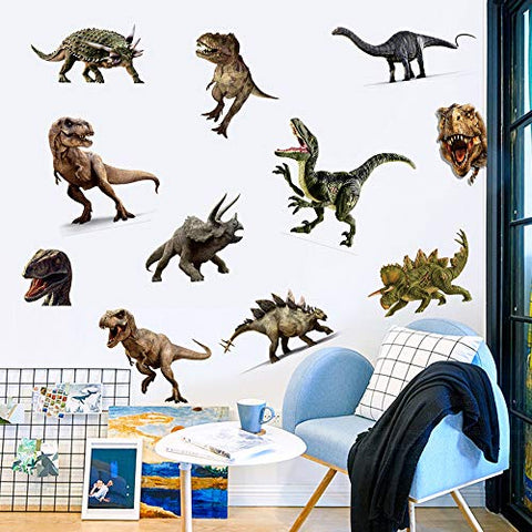 Dinosaur Wall Stickers, Peel & Stick Removable Wall Art Sticker Decals for Kids Bedroom Nursery Playroom,Multicolor