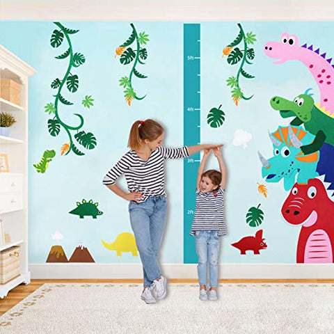 Kids Dinosaur Wall Decals for Boys Girls Room, Felt Dinosaur Wall Stic