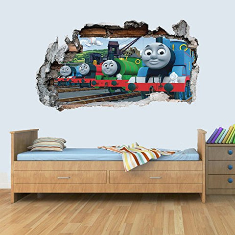 Train Friends 3D Smashed Wall Art Decal Vinyl Sticker Boys Girls Bedroom Trains S