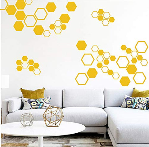 Honeycomb Wall Decals Hexagon Vinyl Wall Decals Geometric Wall Decals Honey Comb Vinyl Gold Wall Decor